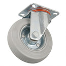 Pressed Steel Swivel Castors with Grey Rubber Wheel