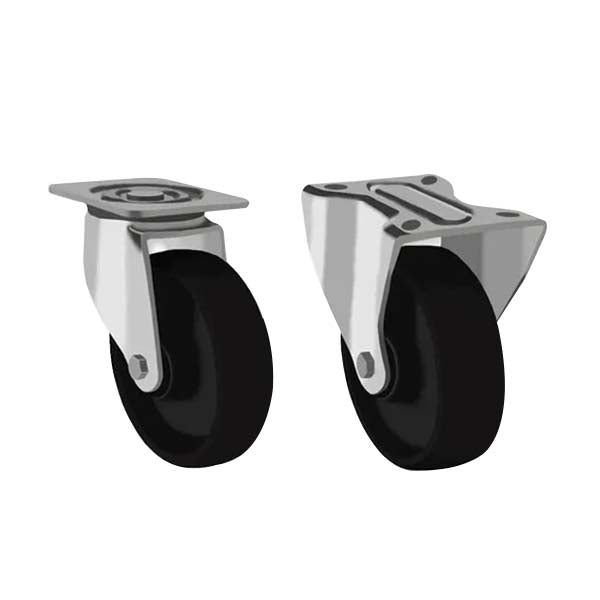 Black 125mm Medium Duty Swivel & Fixed Castors High Temp Wheel 250kg Load Capacity