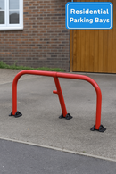 Red Fold-Down Hoop Barrier with Built-In Lock 3