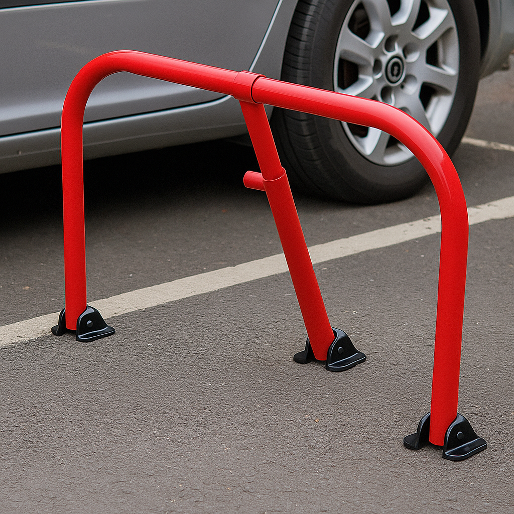 Red Fold Down Hoop Barrier With Integral Lock