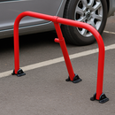 Red Fold Down Hoop Barrier With Integral Lock