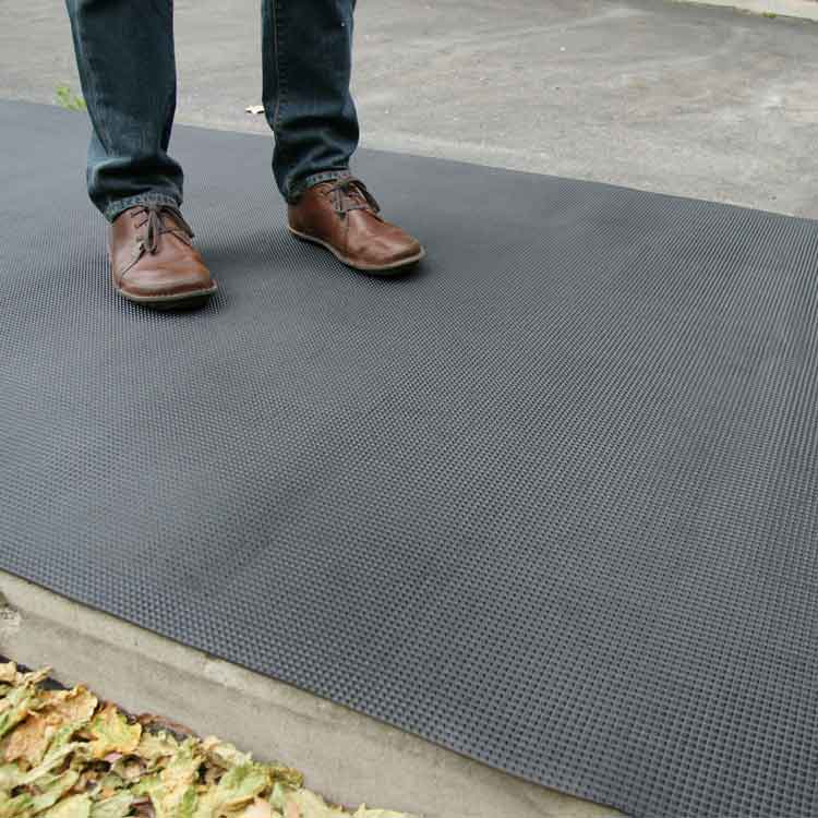 Slate Gray Fine Ribbed Premium Anti-Slip Rubber Matting for Safety and Durability