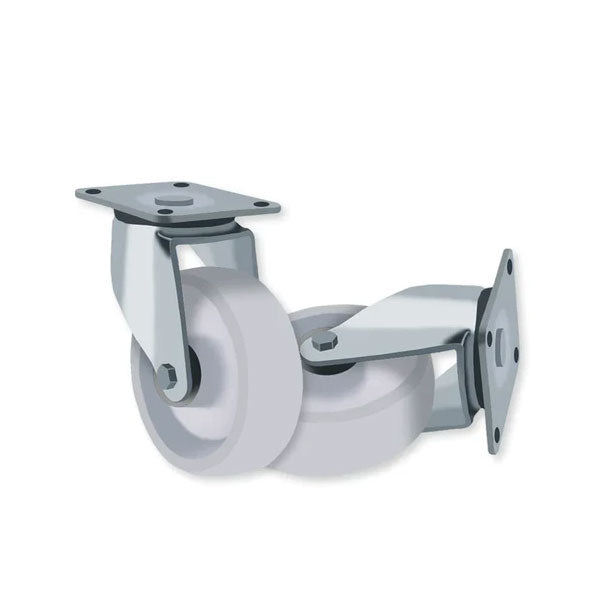 Gray 100mm Medium Duty Swivel & Fixed Castors High Temp Aluminium Wheel 125Kg Load Capacity