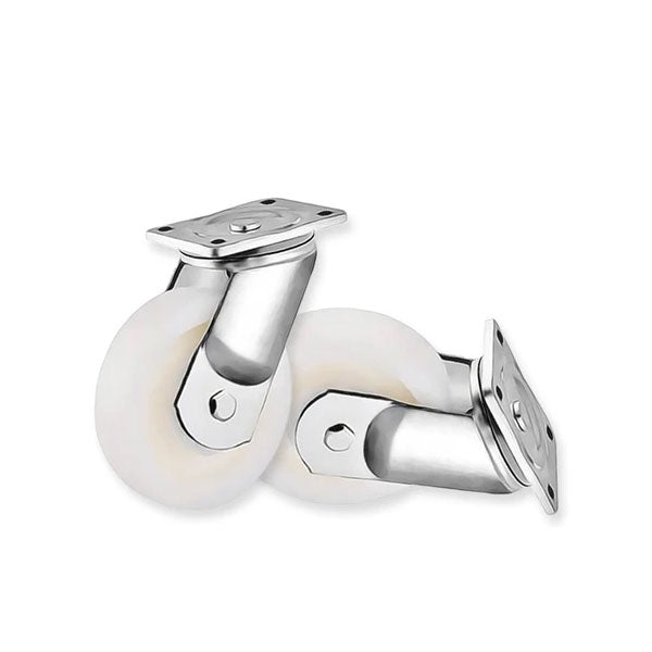 Light Gray 200mm Extra Heavy Duty Swivel, Fixed & Total Stop Braked Castor With Cast Nylon Wheel & Ball Bearing 1000Kg Load Capacity