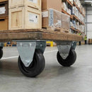 Dark Gray 75mm Pressed Steel Fixed Castor Wheel - Black Polypropylene Wheel & 4-Bolt-Hole - 75kg Max Load