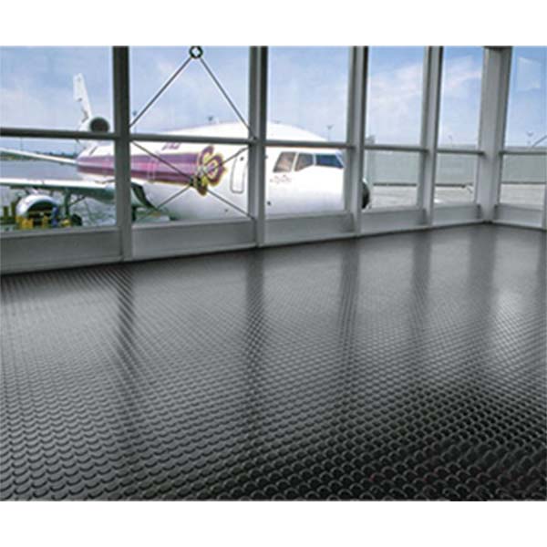 Dim Gray Non-Slip Heavy Duty Rubber Flooring Rolls with Studded Dot Penny Pattern for Maximum Safety