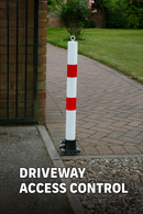 White & Red Fold-Down Parking Post with Integral Lock & Eyelet 3