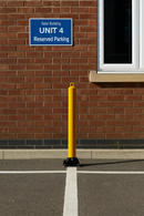 Yellow Fold-Down Parking Post with Ground Spigot & Integral Lock 1