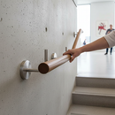 Light Gray Premium 316 Stainless Steel Handrail Bracket with Push Fit Cover Plate - 85mm Projection and Unique Backplate Design