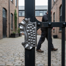 Black Premium Ornamental Gate Plate - Left Hand, 190mm x 350mm x 2mm Thick for Durable Construction