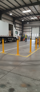 Dim Gray Heavy Duty Steel Bollard with Reflective Tape and Rubber Cap - 114 x 1000 mm, 18.8 kg, RAL1028 Yellow