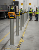 Dark Gray Premium Heavy Duty Galvanized Steel Bollard with Reflective Tape - 1370mm Height and 114mm Diameter