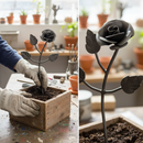 Lavender Premium Mild Steel Decorative Rose with 3 Leaves, 270mm High for Garden and Landscape Design