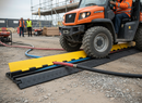 Dark Gray Premium Heavy Duty Hose and Cable Protection Ramp with High Load Capacity, Polyurethane Construction, and Hinged PVC Lid for Safety