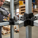 Rosy Brown Premium Centre Cross Connector for 25mm Square Tubes - Heavy Duty Electrophoretic Finish for Robust Structural Support