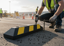 White Smoke Premium Reflective Rubber Kerb with Yellow Chevrons for Road Safety - 550 x 150 x 100mm Dimensions and 4kg Weight