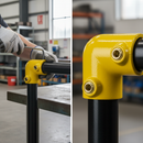 Dark Gray Premium 90° Elbow Clamp for 42.4mm Tube - Yellow Powder Coated for Indoor Use - High-Quality Professional Grade for Industrial and Commercial Appli...