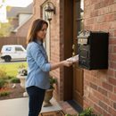 Rosy Brown Premium Heavy Duty Rear Opening Mail Box with Stainless Steel Sides and Decorative Front, 430 x 300 x 250mm for Secure Mail Delivery