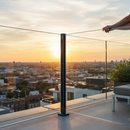 Antique White Premium Easy Slide Base Fix Aluminium Balustrade Corner Post for 11.5mm Thick Glass - Fast Installation, Load Tested, Anthracite Grey