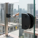 Lavender Premium 304 Stainless Steel D Type Black Glass Clamp for Flat Post - 63x45x30mm with Rubber Options