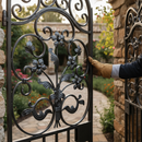 Black Premium Floral Feature 620mm x 540mm with Flat Bar Design - Decorative Accent for Home or Garden