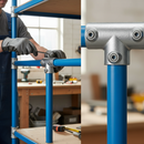 Dark Gray Premium Long Tee Key Clamp for 48.3mm Tube - 90° Connection for Guardrails - High-Quality Professional Grade for Industrial and Commercial Applicat...