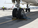 Dim Gray Premium Heavy Duty Rubber Aircraft Wheel Chock with Blue Rope - 170 x 155 x 250 mm Dimensions and 6.5 kg Weight
