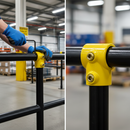Black Premium Short Tee Key Clamp for 42.4mm Tube - Yellow Powder Coated for Indoor Use