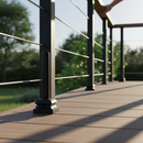 Black Premium Adjustable Aluminium Baluster Bracket for 12.5mm Round Railings with Black Powder Coated Finish