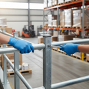 Gray Premium Galvanised Mezzanine Handrail Post 40mm Square Section for 33.7mm Diameter Tube - 1140mm Height with 550mm Hole Centres