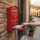 Dark Olive Green Premium Wall-Mountable Mailbox Front Opener in Red - Durable Cast Aluminium Construction with Maintenance Requirements