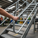 Dim Gray Premium Modular Rail 38° Stair Return for 42mm Tube - Galvanised Construction with 450mm Centres