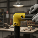 Black Premium 90° Elbow Clamp for 48.3mm Tube - Yellow Powder Coated for Internal Use with Brass-Coated Grub Screws