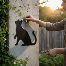 Dark Gray Premium Cat Silhouette Wall Decor - Approx 225 x 225mm for Home and Office Aesthetics