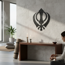 Gray Premium Khanda Sikh Silhouette Artwork - 180 x 225mm Decorative Piece - High-Quality Professional Grade for Industrial and Commercial Applications