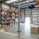 Dark Gray Premium 304 Stainless Steel Glass Balustrade Corner Post 42.4mm with Post Cap and Glass Clamps for 8mm to 12mm Glass