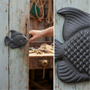 Dark Slate Gray Premium Reversible Weldable Cast Steel Fish Badge 130mm x 93mm for Versatile Applications