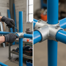 Rosy Brown Premium 3-Way Cross Over Combination Tee for 42.4mm Tube - Heavy Duty Structural Component