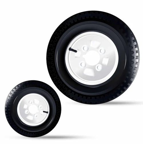 Black 400mm 4.80/4.00-8 Steel Centre Trailer Wheel With 6 Ply Rating Tyre (4 x 100mm PCD)