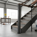 White Smoke Premium 30mm Hammered Edge Bar Forged Centre Newel Post at 1100mm Height for Sturdy Staircase Support
