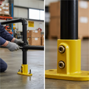 Black Premium Oval Base Flange Key Clamp for 42.4mm Tube - Yellow Powder Coated Finish for Internal Use
