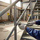 Dark Gray Premium Modular Rail 38° Stair Return for 42mm Tube - Galvanised Construction with 450mm Centres