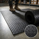 Diamond tread rubber safety matting roll - heavy duty anti-slip industrial floor mat with raised diamond checker plate pattern