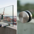 Slate Gray Premium 316 Stainless Steel Glass Holder for Flat Posts or Walls - Suits 8-18mm Glass with M8 Thread and Satin Finish