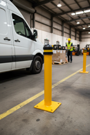 Rosy Brown Premium Heavy-Duty Bollard with Reflective Tape and Moulded Rubber Cap, Dimensions 89 x 600 mm, Yellow Finish