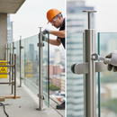 White Smoke Premium 304 Stainless Steel Ready-Made Glass Balustrade Kit with Mid Post and Base Plate for Easy Installation