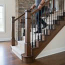Dark Olive Green Premium Square Hollow Stair Spindle Double Basket with Powder Coated Black Finish - 1117mm Height and 55mm Width