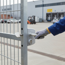 Gray Premium Sliding Gate Lock for 50mm Box Section - Stainless Steel Mechanism with Adjustable Mounting and Reinforced Handle Pair