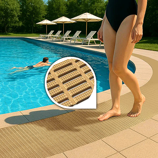 Dark Khaki WetAreaMax Safety Floor Mat - Anti-Slip Lightweight Grid Roll