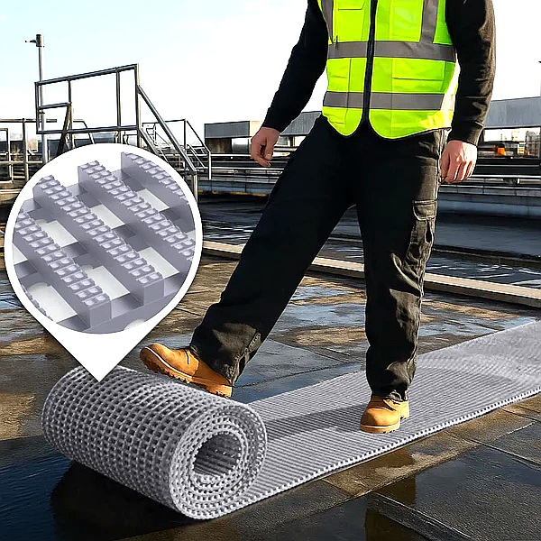 Dark Slate Gray Non-Slip Safety Walkway Matting with Drainage System